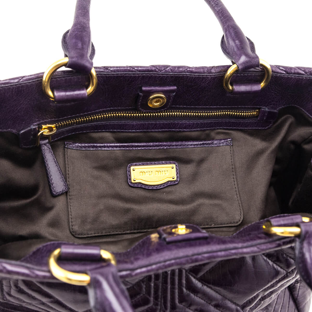 Miu Miu Purple Vitello Shine Tote - Love that Bag etc - Preowned Authentic Designer Handbags & Preloved Fashions