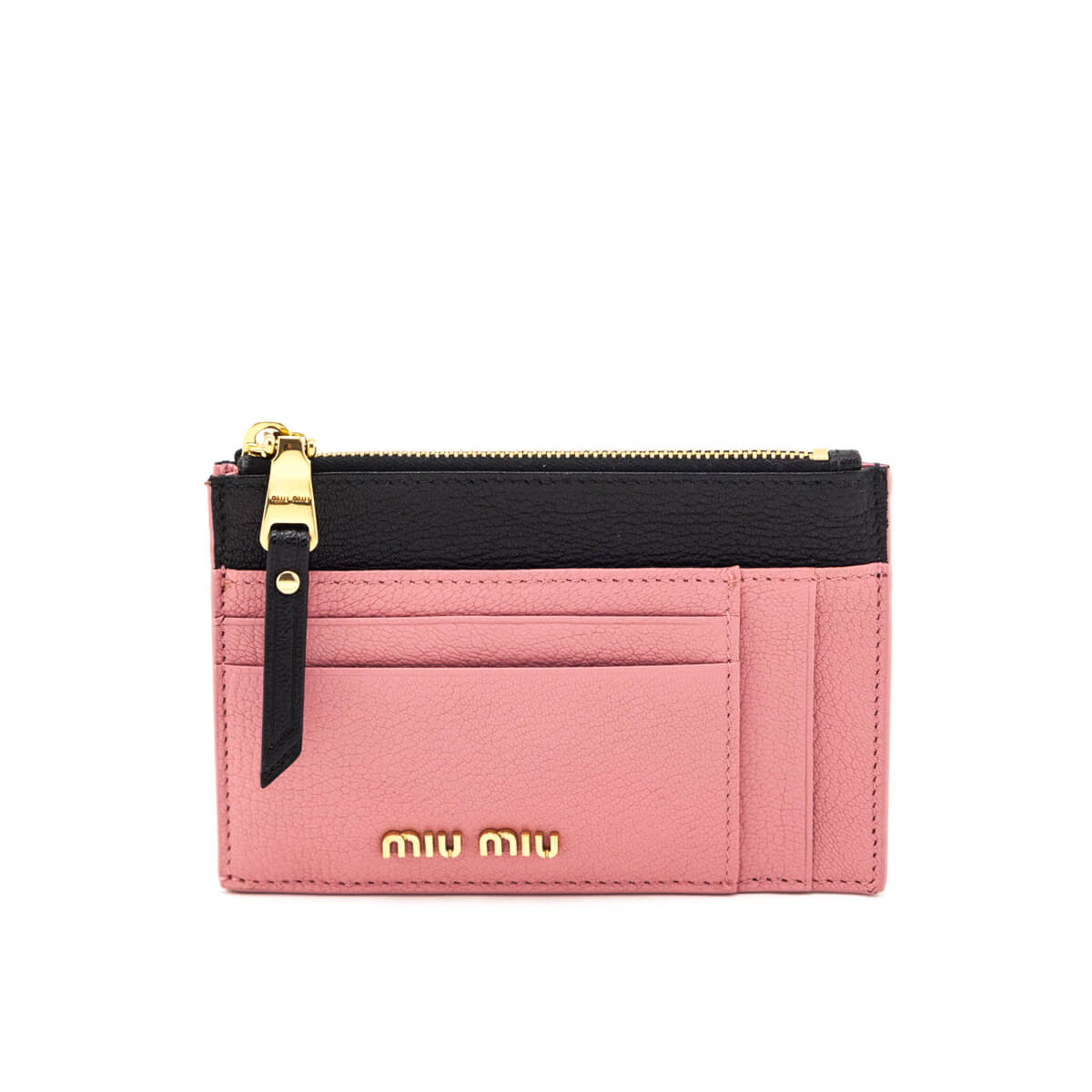 Miu Miu Rosa & Nero Madras Zip Card Case - Love that Bag etc - Preowned Authentic Designer Handbags & Preloved Fashions