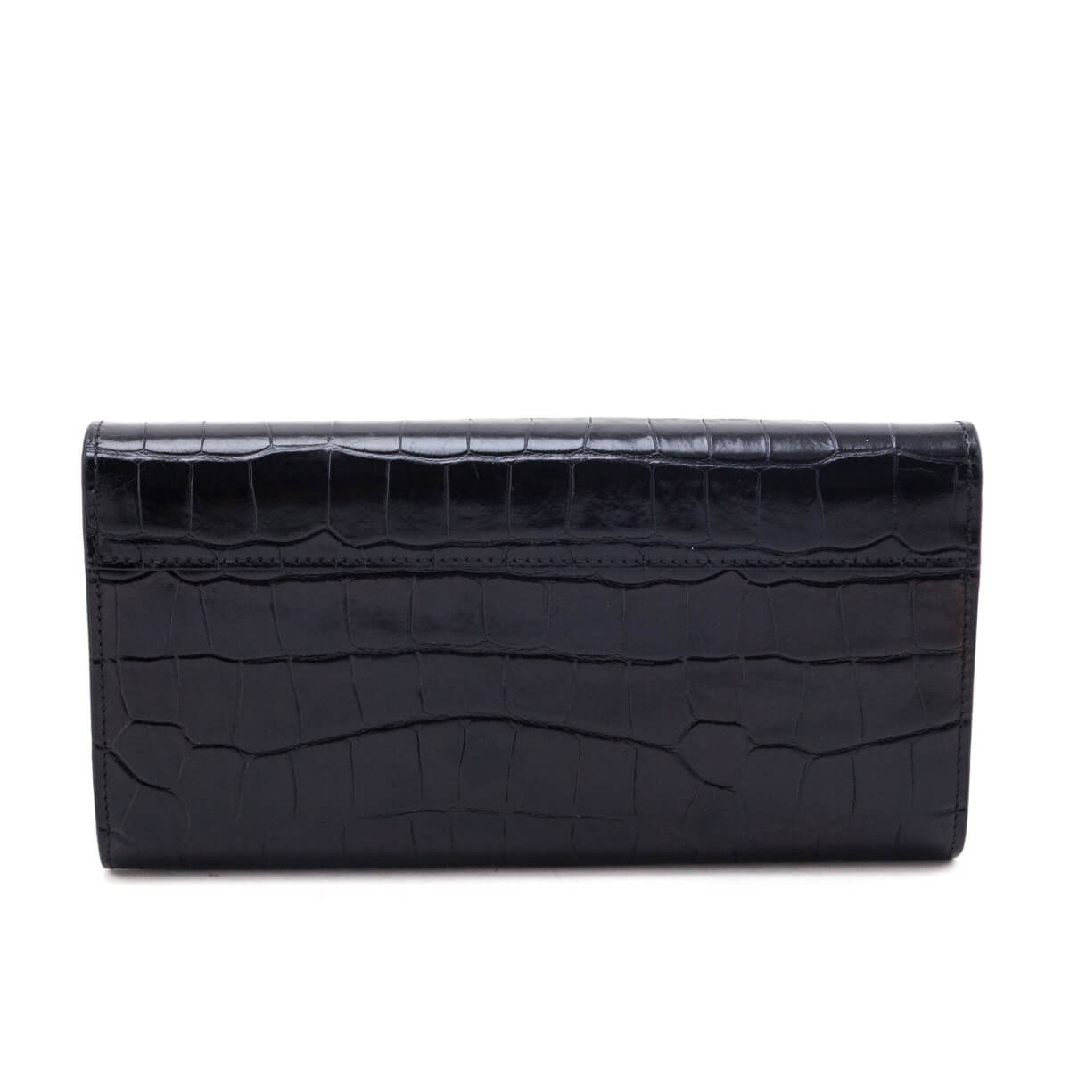 Mulberry Black Croc Embossed Glazed Leather Harlow Wallet - Love that Bag etc - Preowned Authentic Designer Handbags & Preloved Fashions