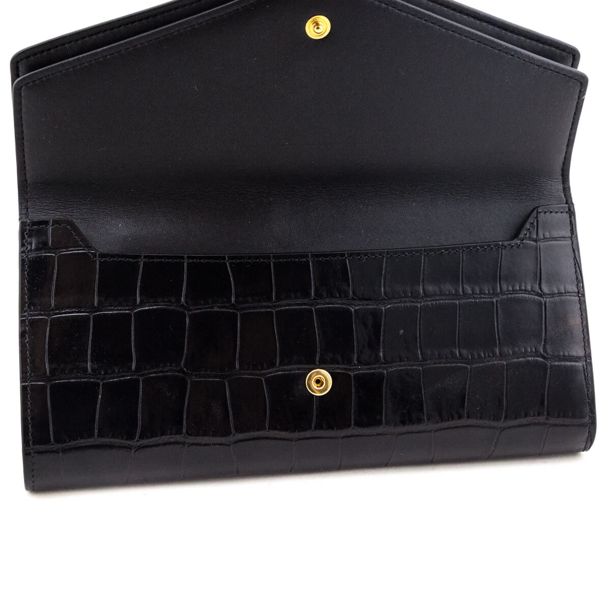 Mulberry Black Croc Embossed Glazed Leather Harlow Wallet - Love that Bag etc - Preowned Authentic Designer Handbags & Preloved Fashions