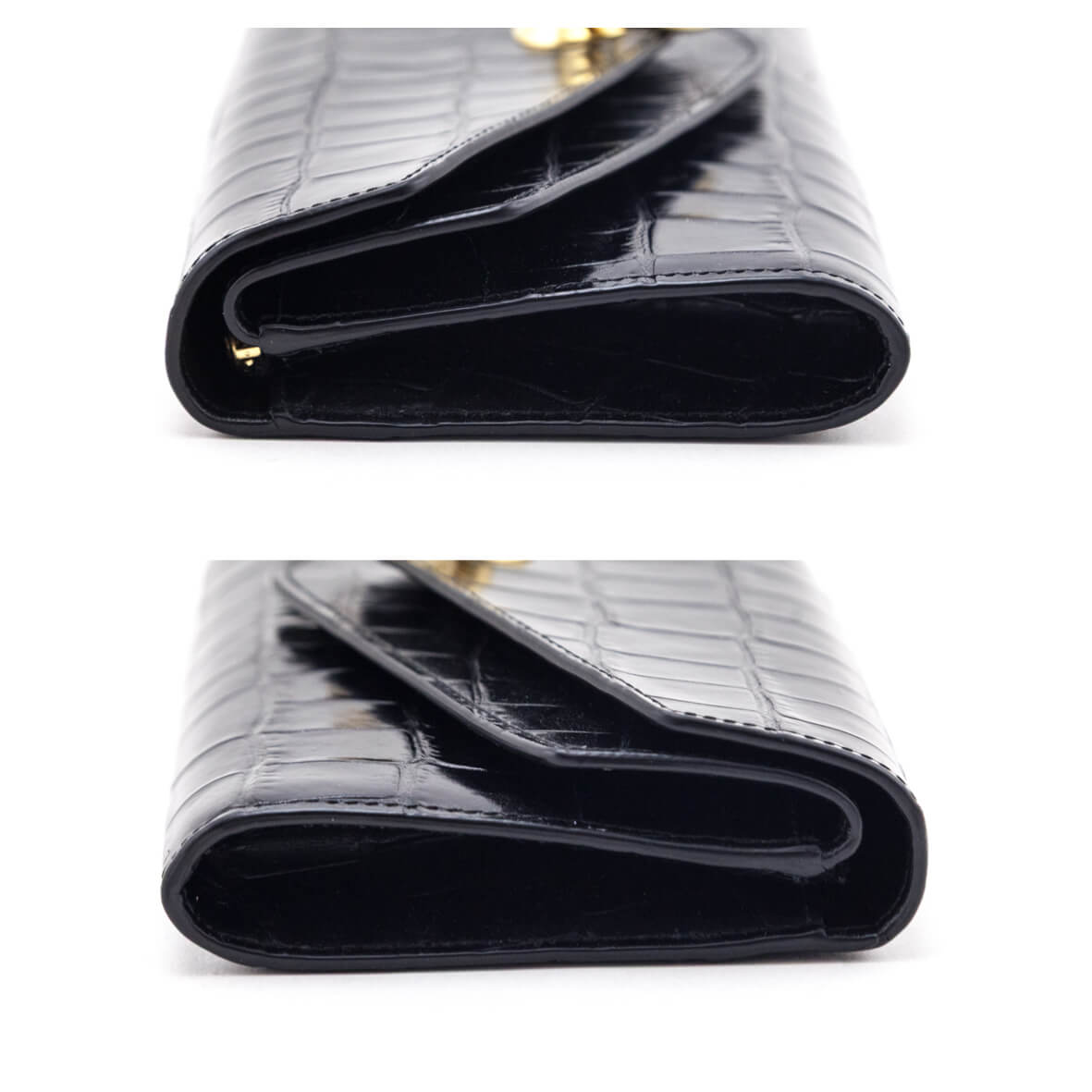 Mulberry Black Croc Embossed Glazed Leather Harlow Wallet - Love that Bag etc - Preowned Authentic Designer Handbags & Preloved Fashions