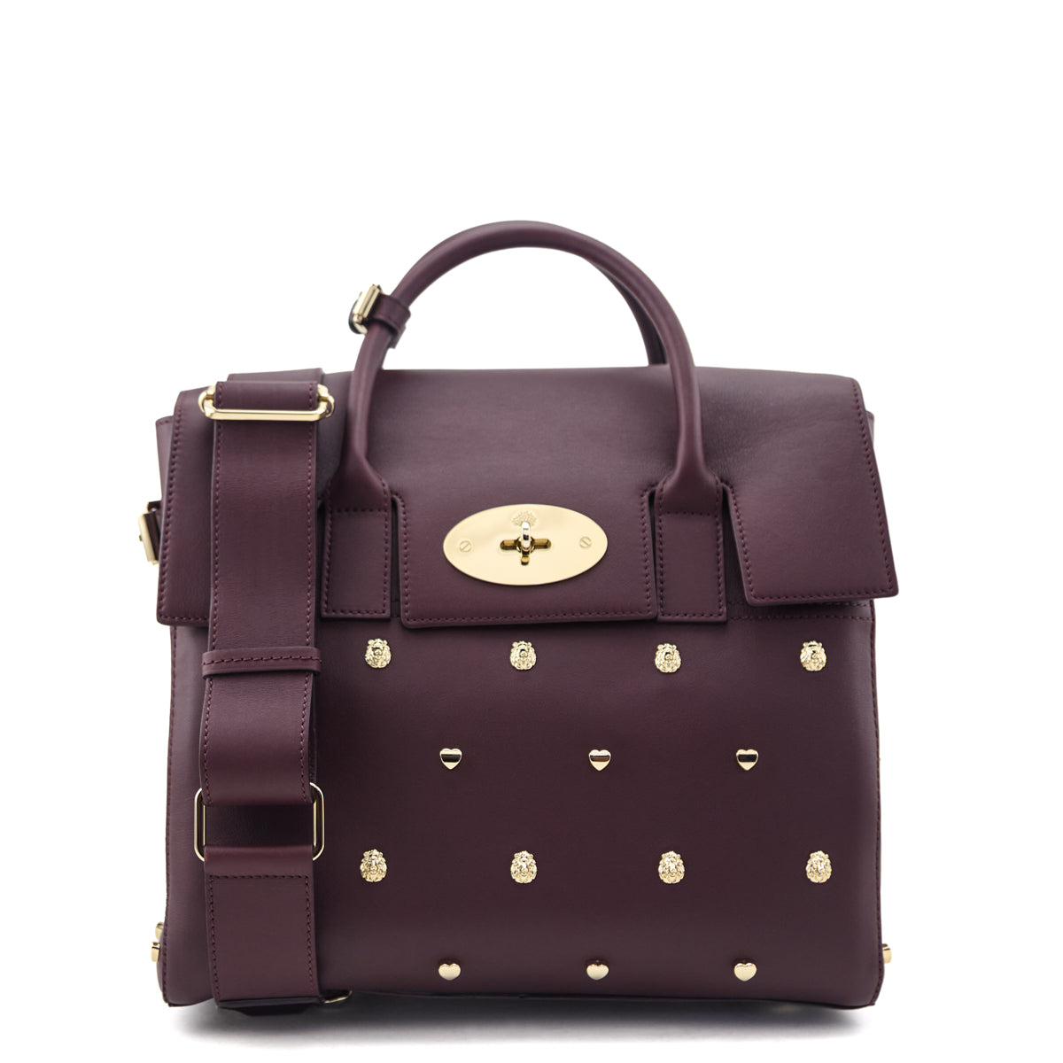 Mulberry Oxblood Calfskin Studded Medium Cara Delevingne Convertible Satchel - Love that Bag etc - Preowned Authentic Designer Handbags & Preloved Fashions