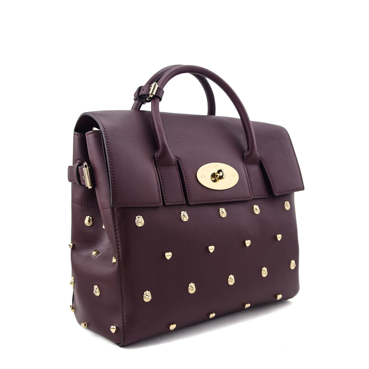 Mulberry Oxblood Calfskin Studded Medium Cara Delevingne Convertible Satchel - Love that Bag etc - Preowned Authentic Designer Handbags & Preloved Fashions