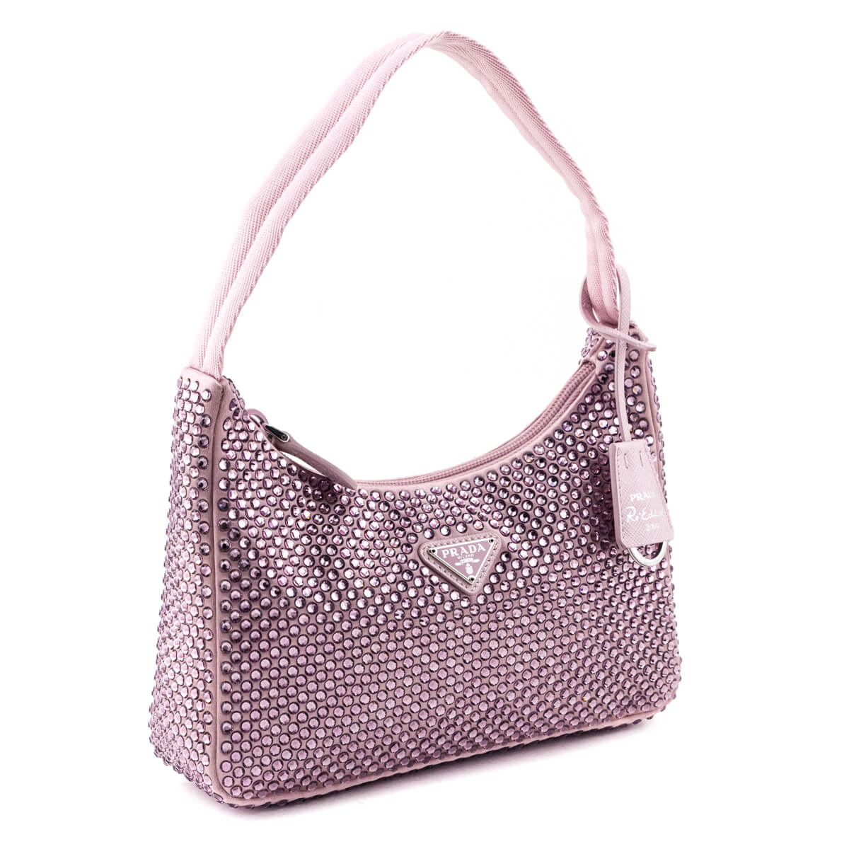Prada Alabaster Pink Satin Crystal Mini Re-Edition 2000 - Love that Bag etc - Preowned Authentic Designer Handbags & Preloved Fashions