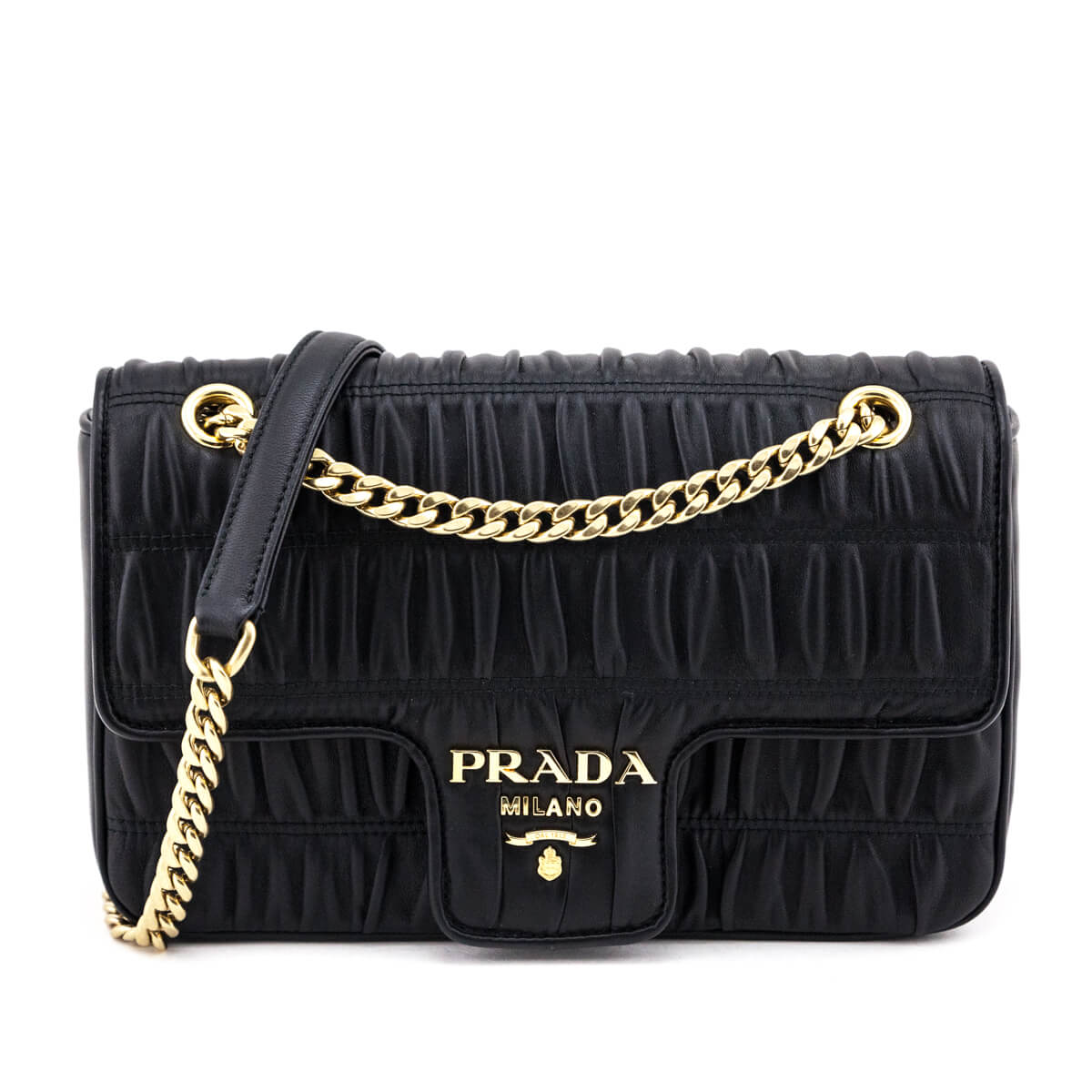 Prada Black Nappa Gaufre Chain Flap Bag - Love that Bag etc - Preowned Authentic Designer Handbags & Preloved Fashions