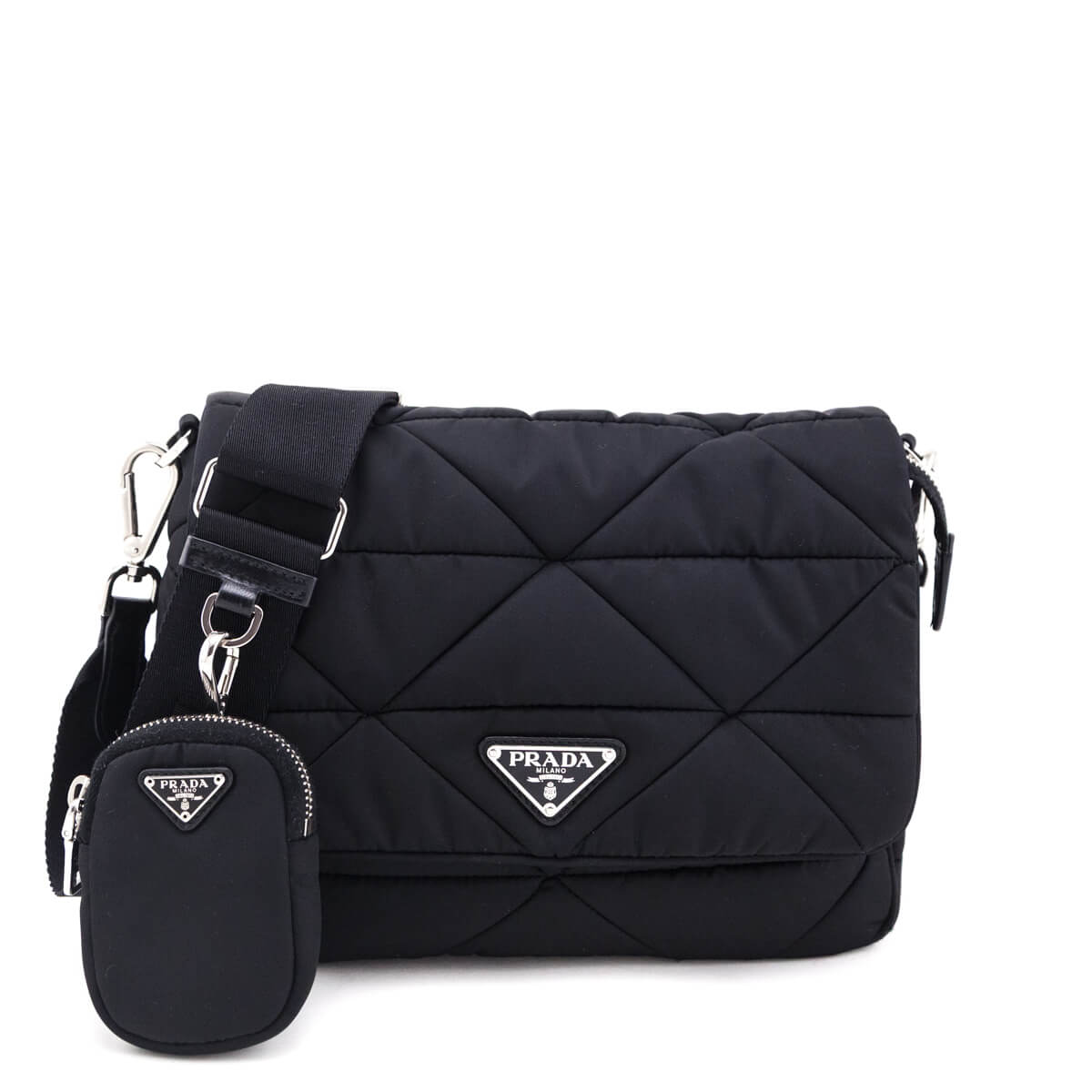 Prada Black Re-Nylon Quilted Padded Flap Shoulder Bag - Love that Bag etc - Preowned Authentic Designer Handbags & Preloved Fashions