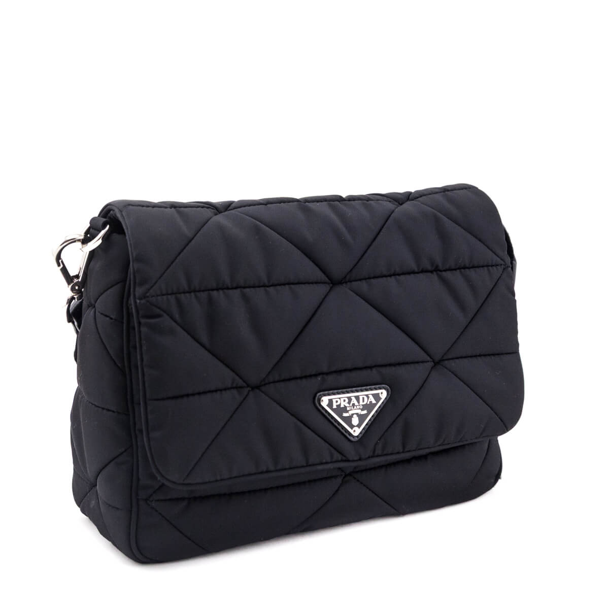 Prada Black Re-Nylon Quilted Padded Flap Shoulder Bag - Love that Bag etc - Preowned Authentic Designer Handbags & Preloved Fashions