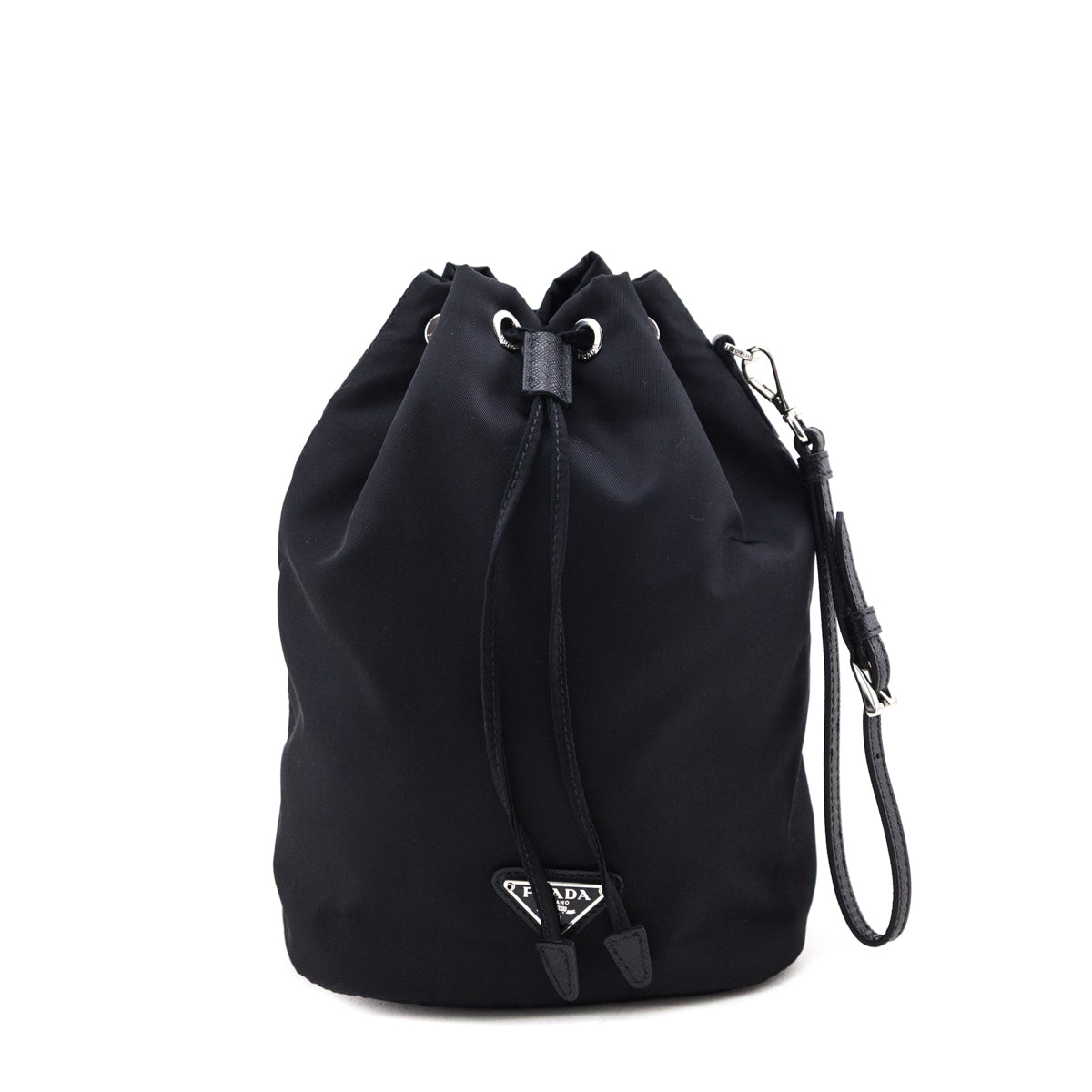 Prada Black Re-Nylon Vela Drawstring Wristlet Pouch - Love that Bag etc - Preowned Authentic Designer Handbags & Preloved Fashions
