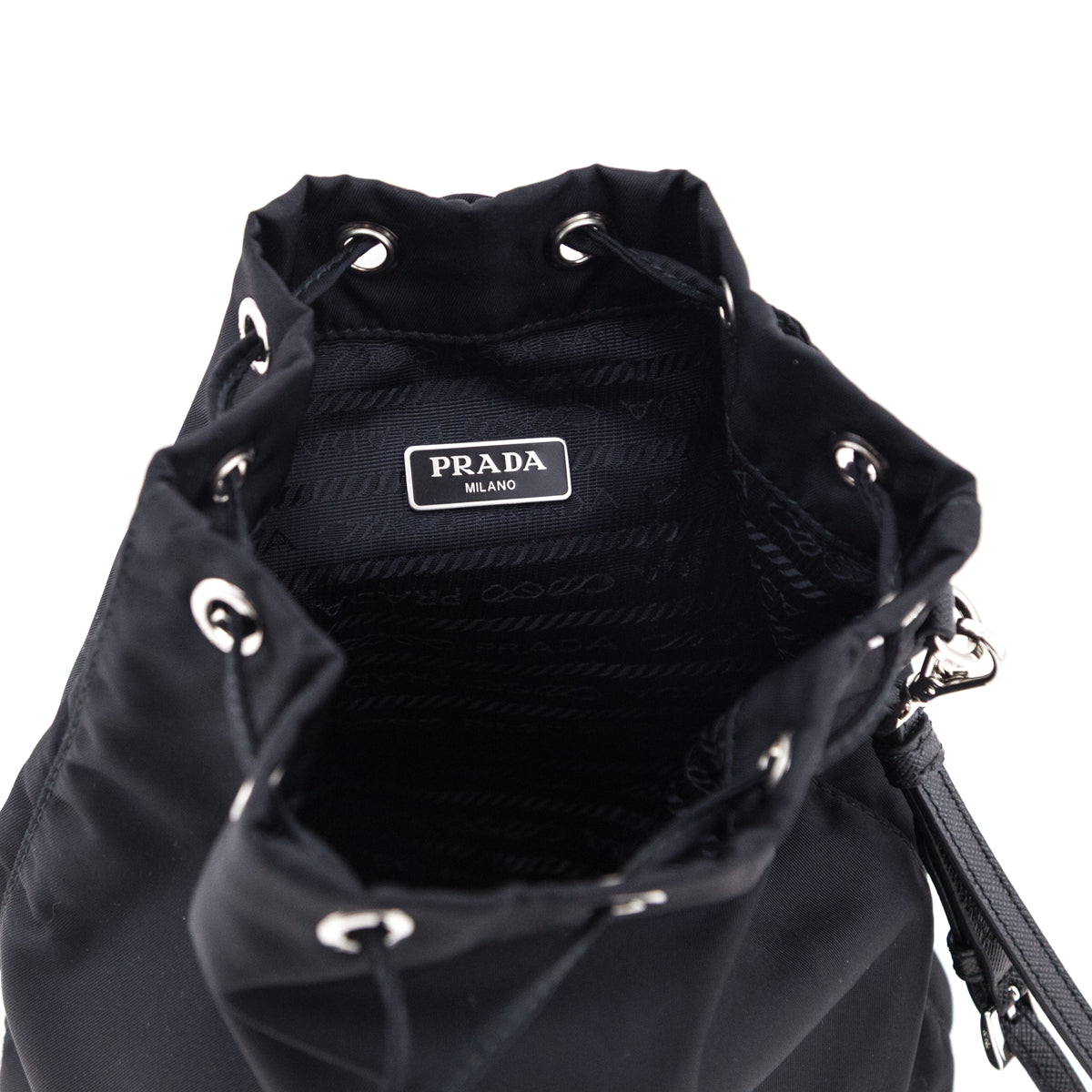 Prada Black Re-Nylon Vela Drawstring Wristlet Pouch - Love that Bag etc - Preowned Authentic Designer Handbags & Preloved Fashions