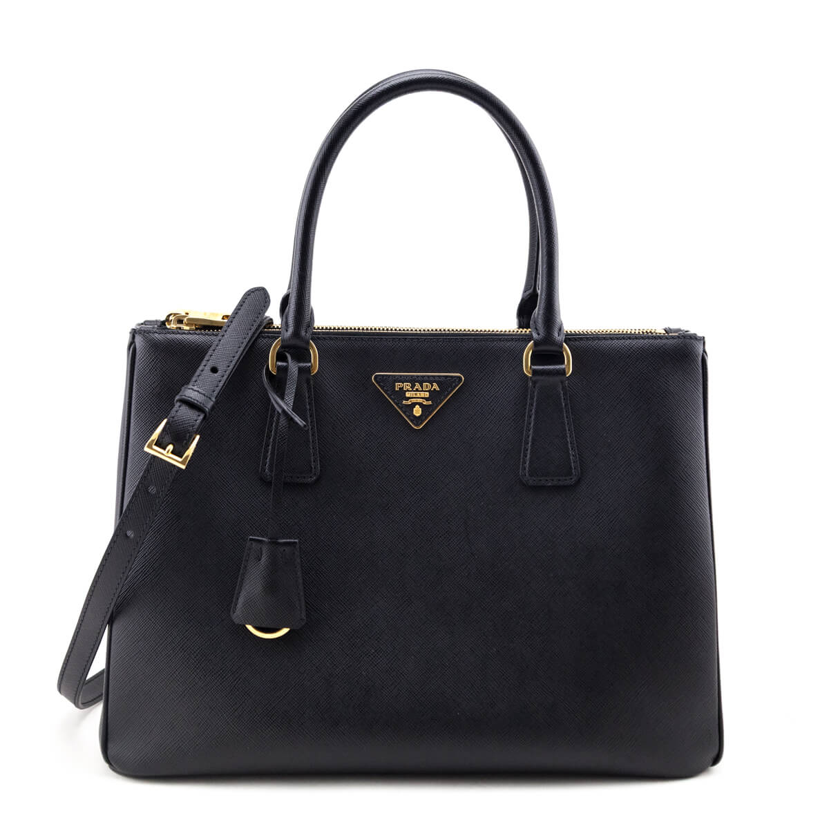 Prada Black Saffiano Medium Galleria Double Zip Tote - Love that Bag etc - Preowned Authentic Designer Handbags & Preloved Fashions