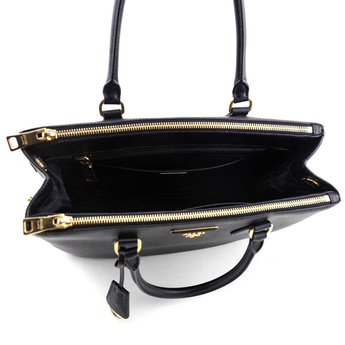 Prada Black Saffiano Medium Galleria Double Zip Tote - Love that Bag etc - Preowned Authentic Designer Handbags & Preloved Fashions
