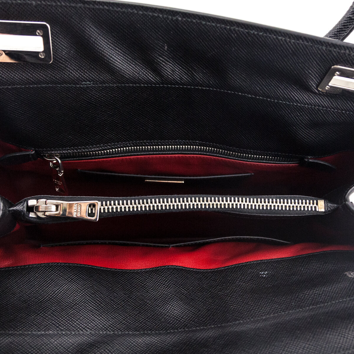 Prada Black Saffiano Turnlock Twin Tote