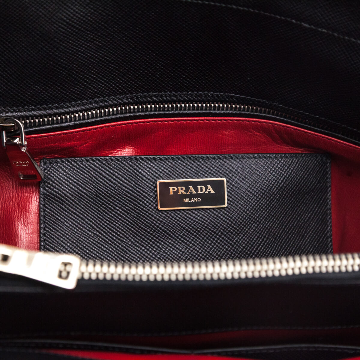 Prada Black Saffiano Turnlock Twin Tote