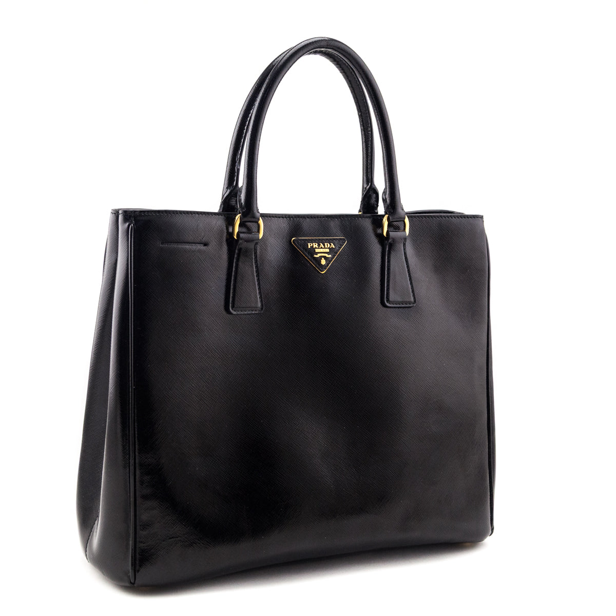 Prada Black Saffiano Vernice Large Galleria Double Zip Tote - Love that Bag etc - Preowned Authentic Designer Handbags & Preloved Fashions
