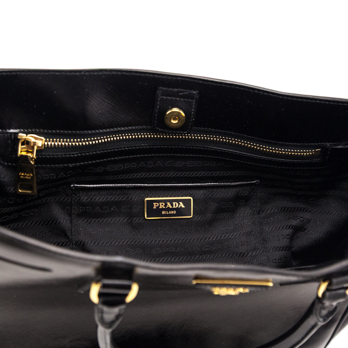 Prada Black Saffiano Vernice Large Galleria Double Zip Tote - Love that Bag etc - Preowned Authentic Designer Handbags & Preloved Fashions