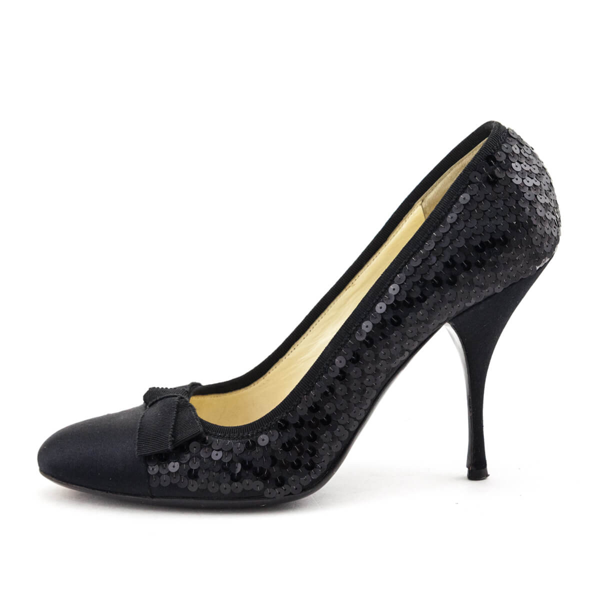 Prada Black Sequin Satin Bow Pumps Shop Preloved Prada Toronto