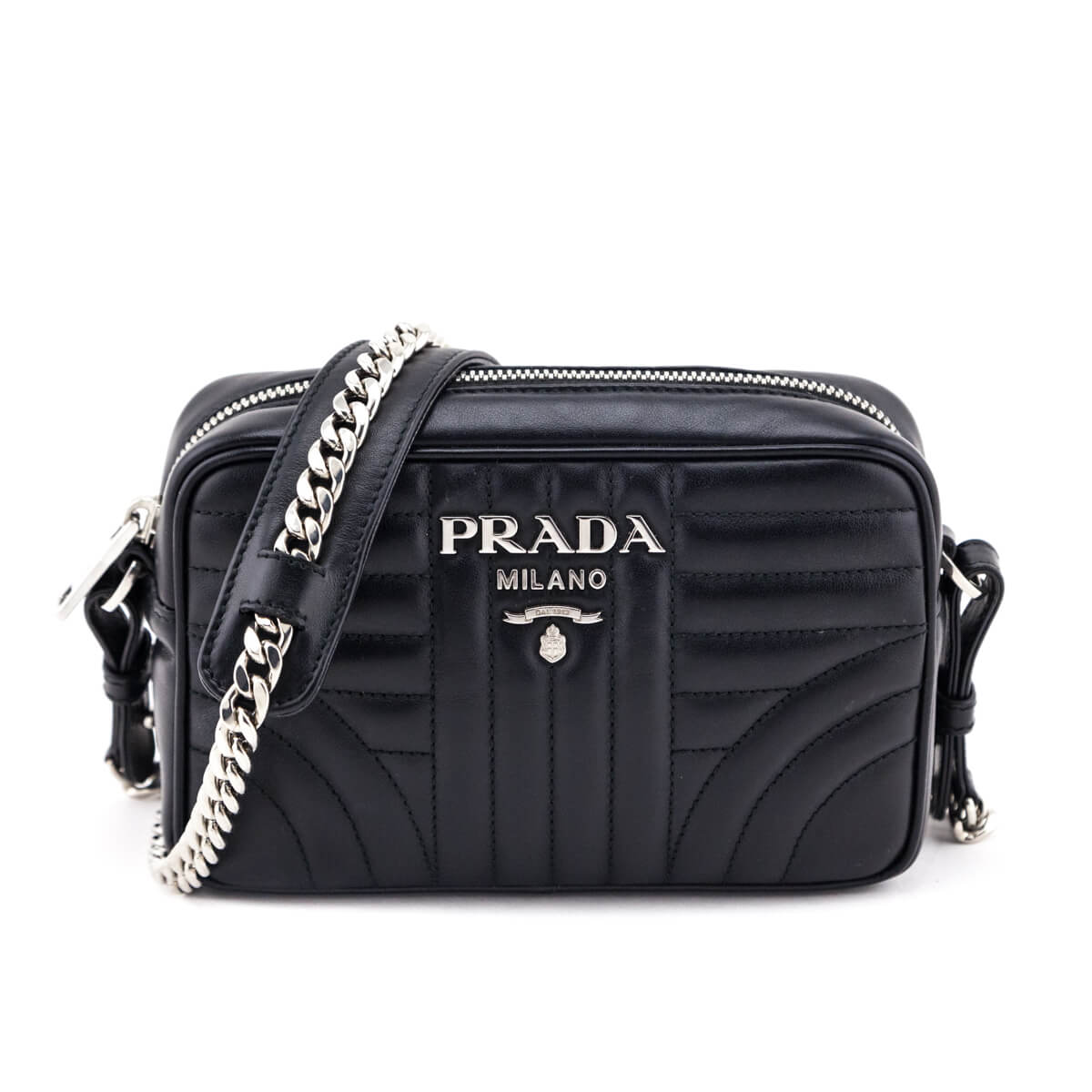 Prada Black Soft Calfskin Diagramme Camera Bag - Love that Bag etc - Preowned Authentic Designer Handbags & Preloved Fashions