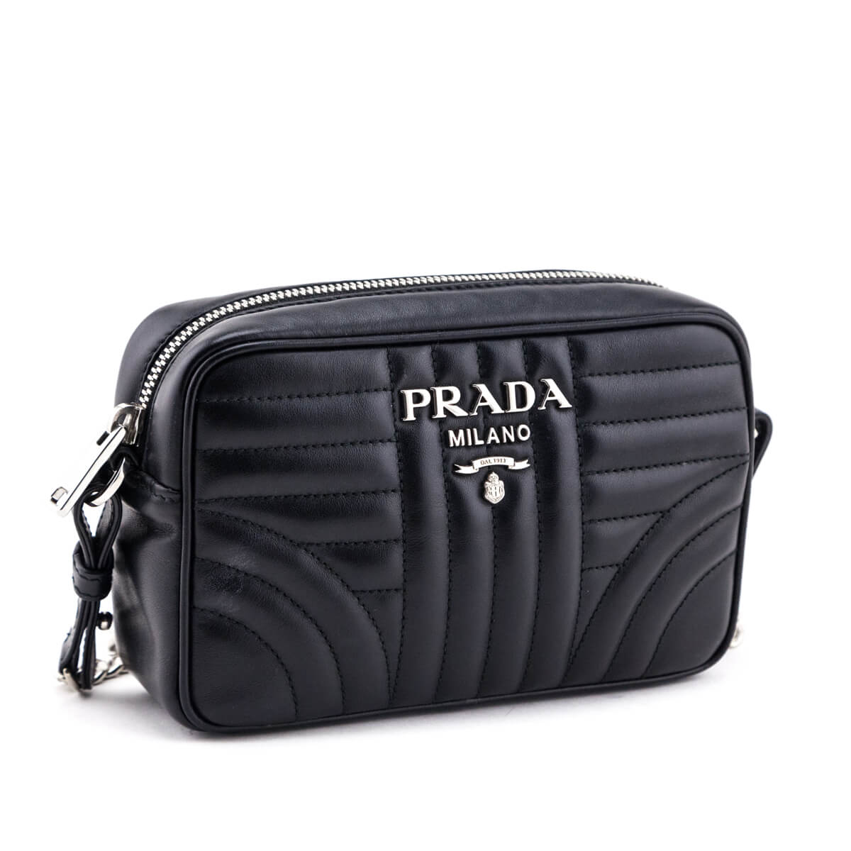 Prada Black Soft Calfskin Diagramme Camera Bag - Love that Bag etc - Preowned Authentic Designer Handbags & Preloved Fashions