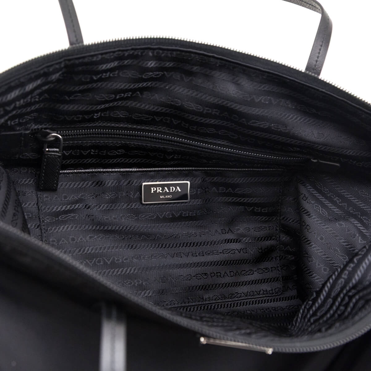 Prada Black Tessuto Convertible Shopping Zip Tote