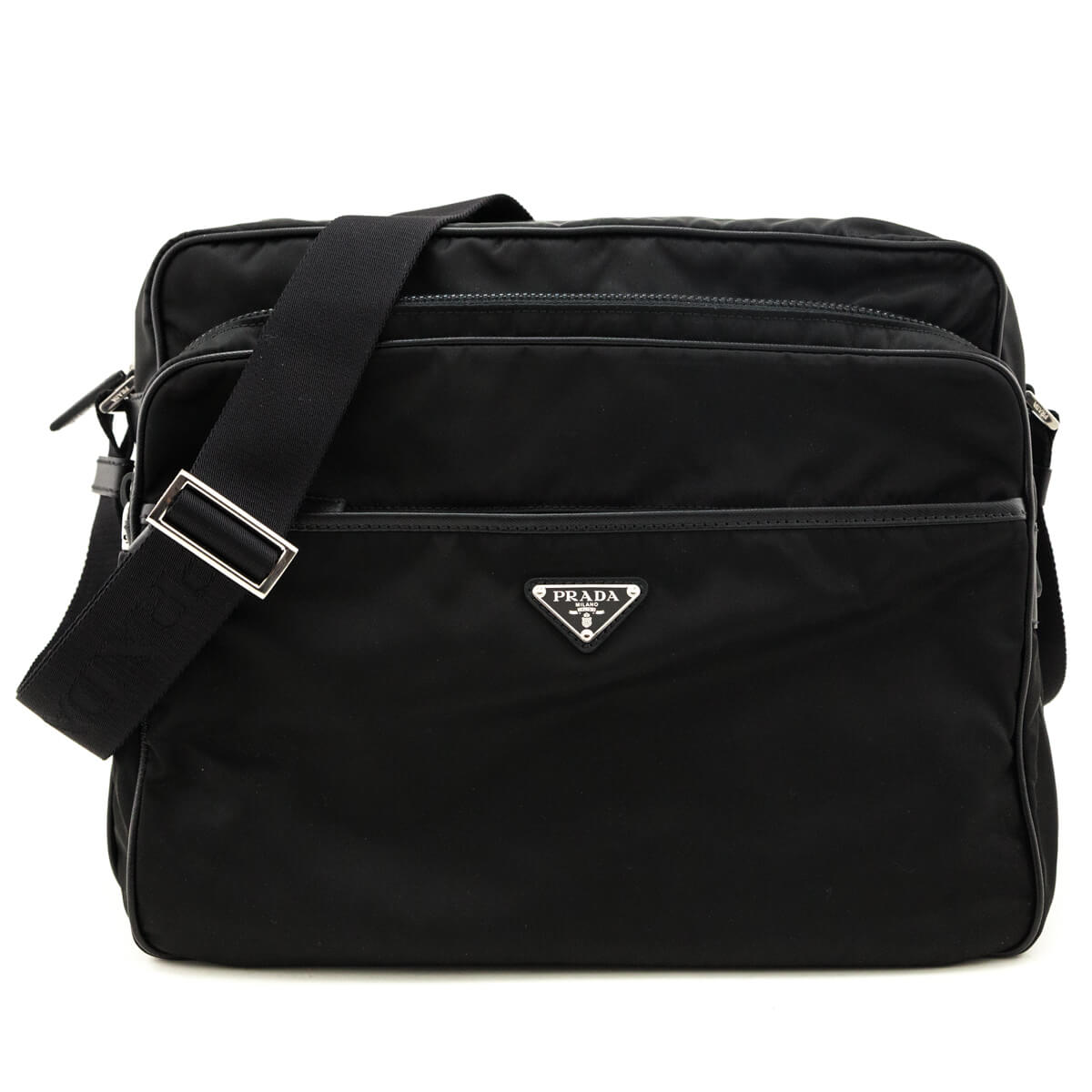 Prada Black Tessuto & Saffiano Messenger Bag - Love that Bag etc - Preowned Authentic Designer Handbags & Preloved Fashions
