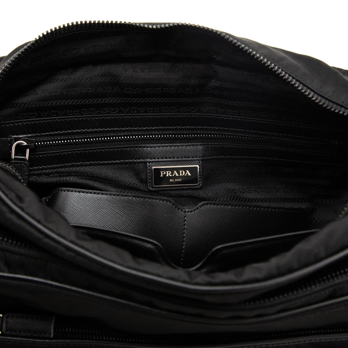 Prada Black Tessuto & Saffiano Messenger Bag - Love that Bag etc - Preowned Authentic Designer Handbags & Preloved Fashions