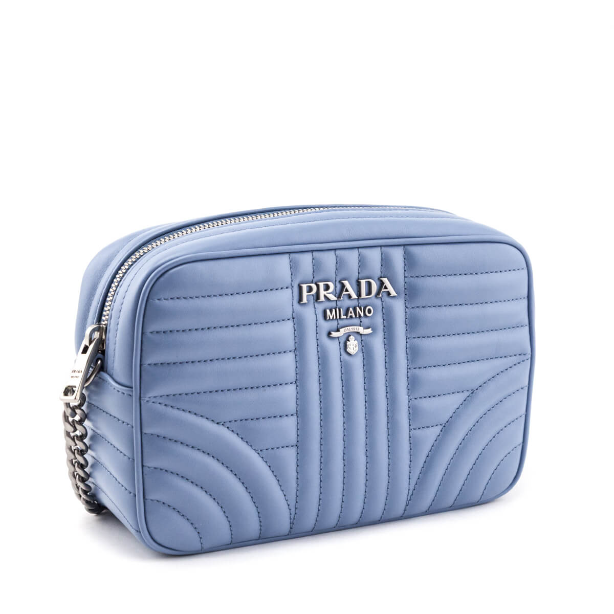 Prada Blue Astrale Soft Calfskin Diagramme Camera Bag