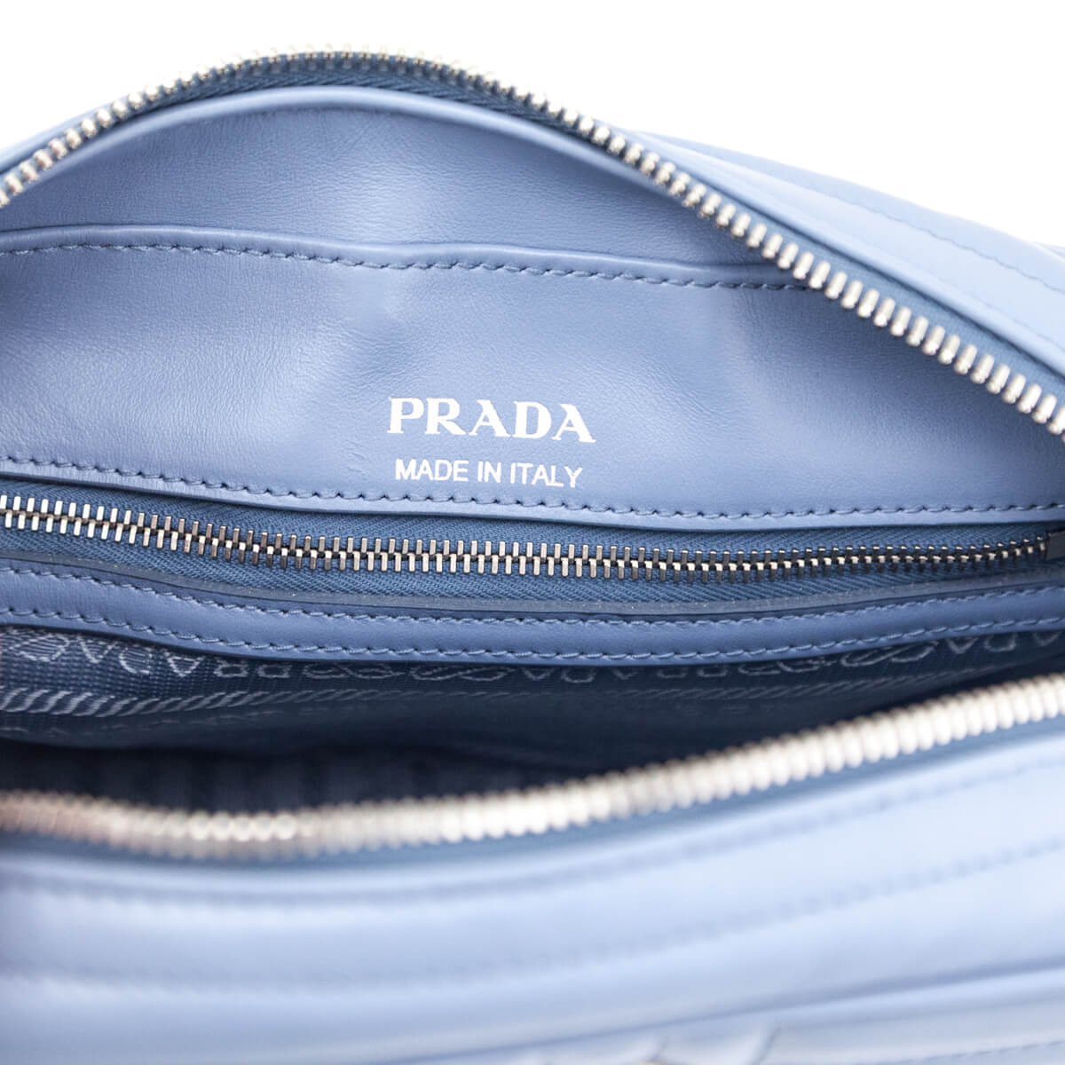 Prada Blue Astrale Soft Calfskin Diagramme Camera Bag