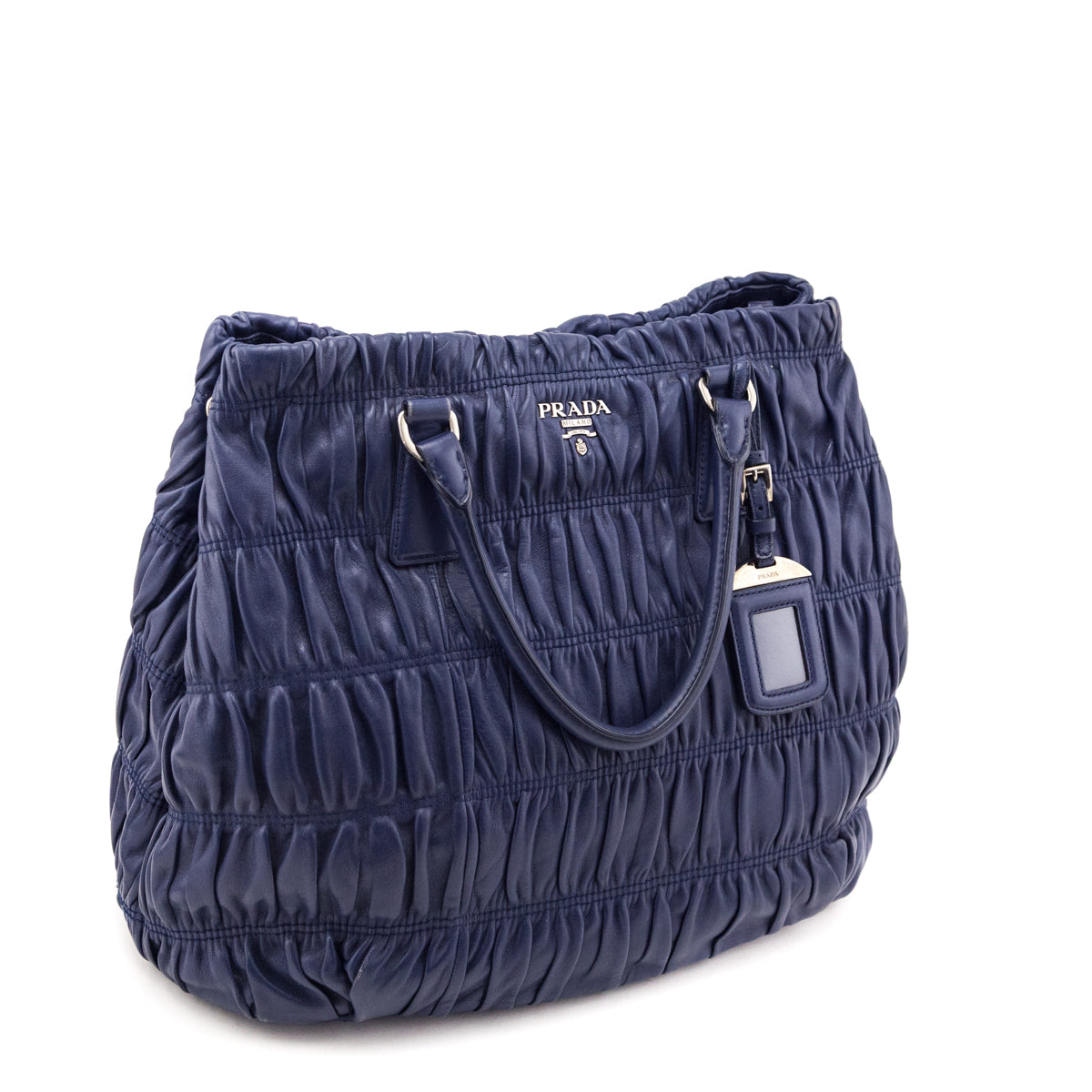 Prada Bluette Nappa Gaufre Large Convertible Tote - Love that Bag etc - Preowned Authentic Designer Handbags & Preloved Fashions