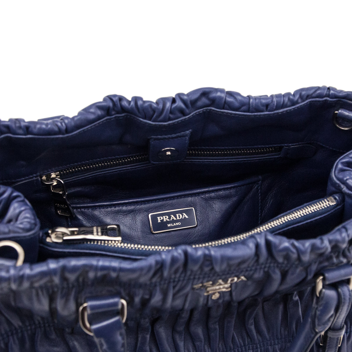 Prada Bluette Nappa Gaufre Large Convertible Tote - Love that Bag etc - Preowned Authentic Designer Handbags & Preloved Fashions