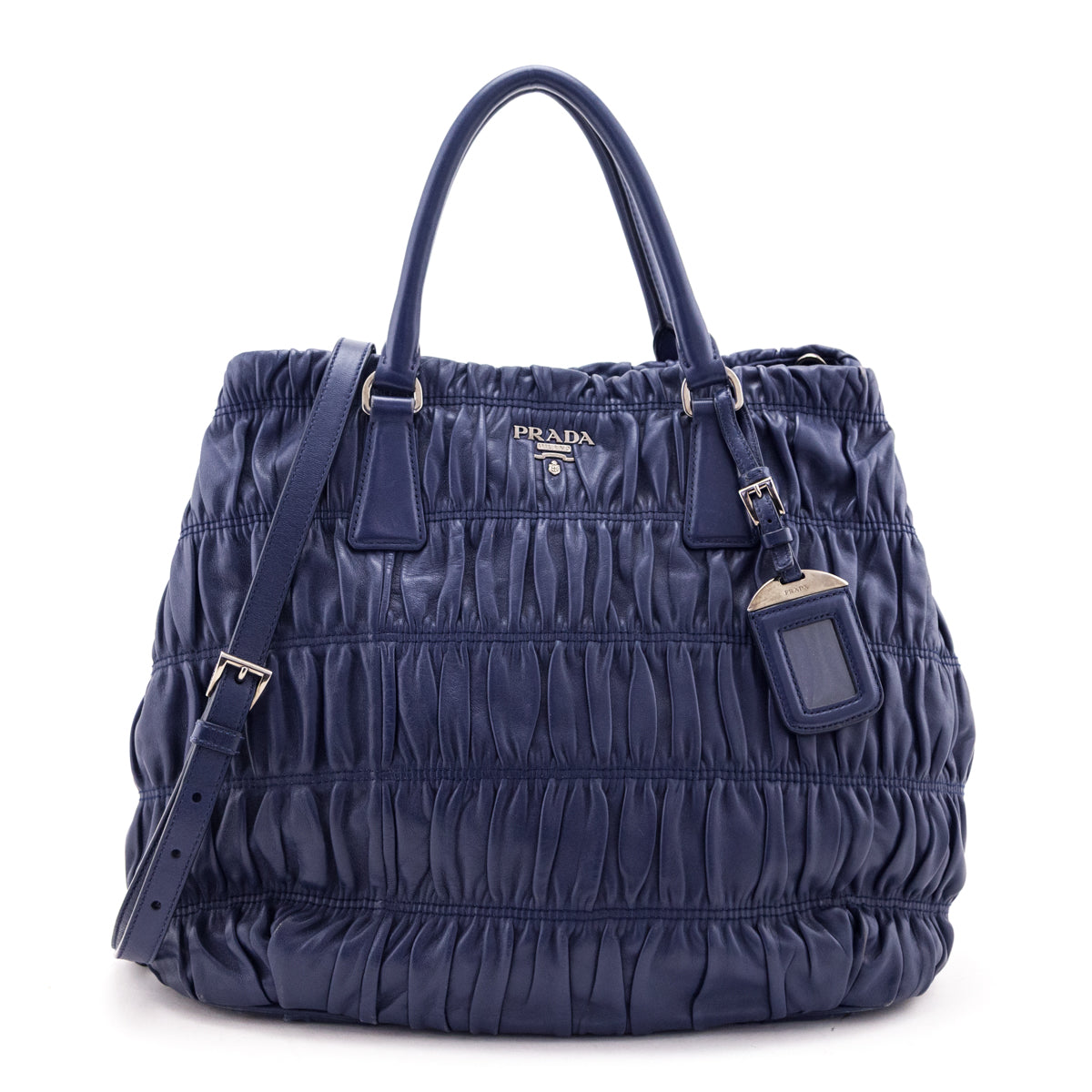 Prada Bluette Nappa Gaufre Large Convertible Tote
