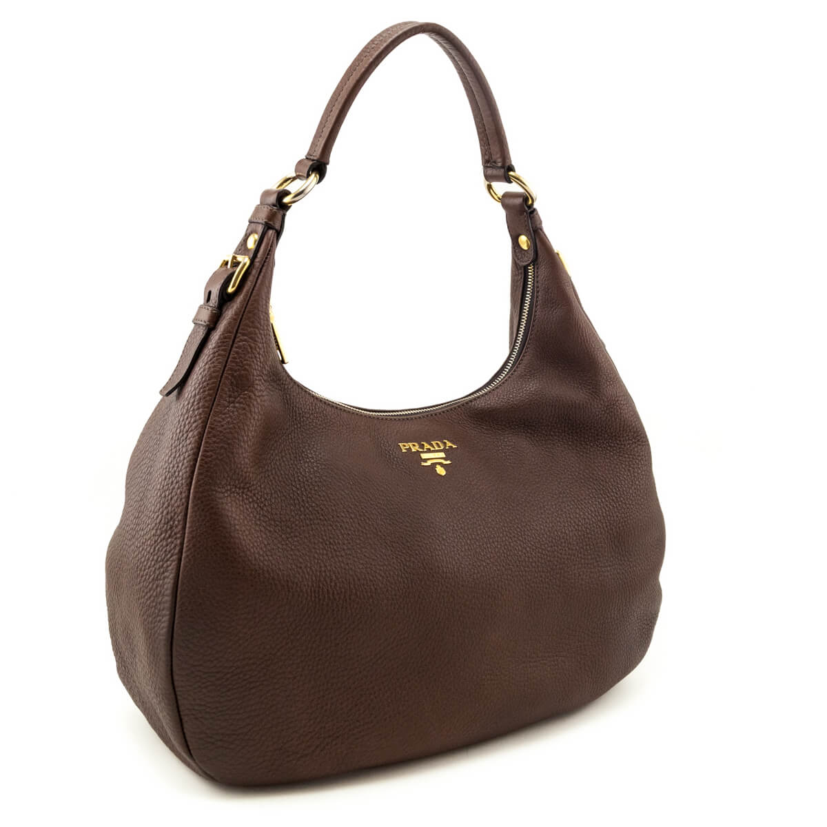 Prada Brown Vitello Daino Hobo - Love that Bag etc - Preowned Authentic Designer Handbags & Preloved Fashions