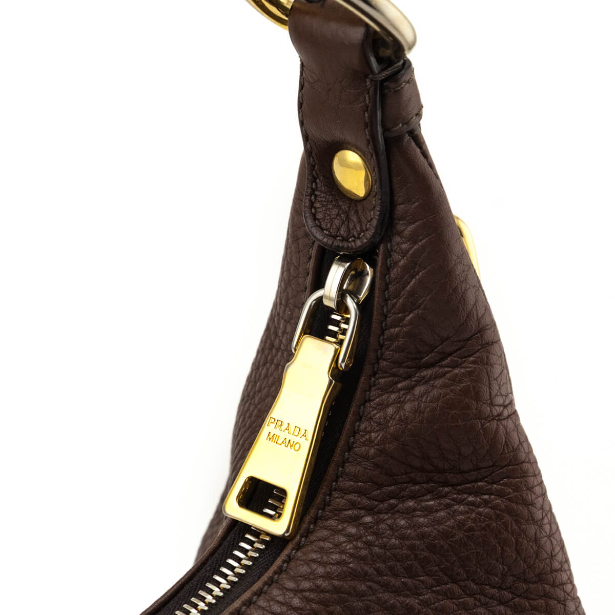 Prada Brown Vitello Daino Hobo - Love that Bag etc - Preowned Authentic Designer Handbags & Preloved Fashions