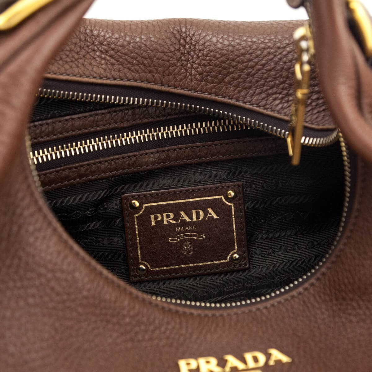 Prada Brown Vitello Daino Hobo - Love that Bag etc - Preowned Authentic Designer Handbags & Preloved Fashions