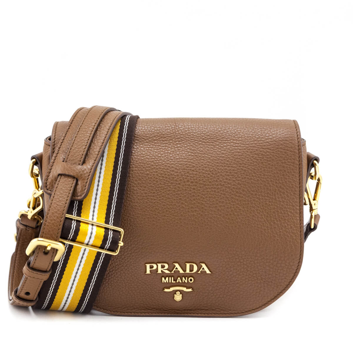 Prada Caramel Vitello Daino Saddle Bag Crossbody - Love that Bag etc - Preowned Authentic Designer Handbags & Preloved Fashions