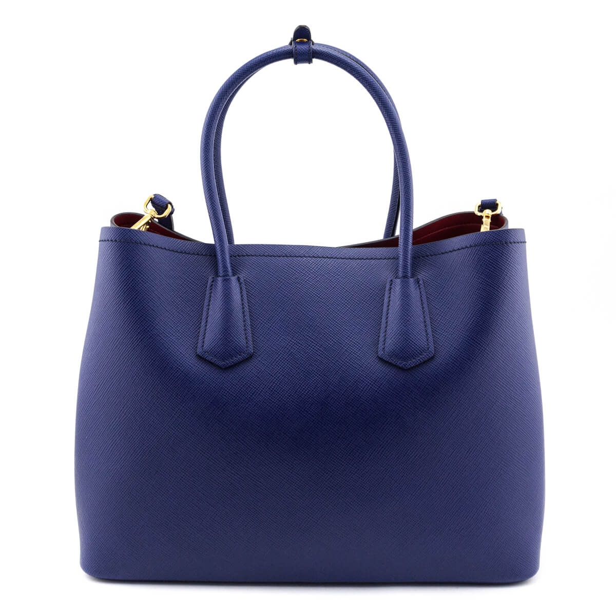 Prada Inchiostro Fuoco Saffiano Large Double Bag - Love that Bag etc - Preowned Authentic Designer Handbags & Preloved Fashions