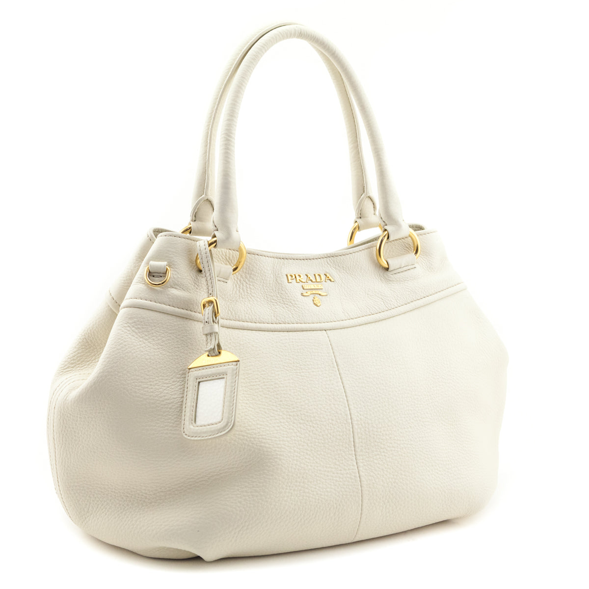 Prada Ivory Vitello Daino 2 Way Shoulder Bag - Love that Bag etc - Preowned Authentic Designer Handbags & Preloved Fashions