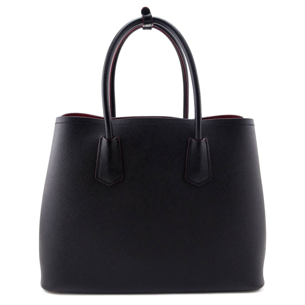 Prada Nero Fuoco Saffiano Cuir Medium Double Bag - Love that Bag etc - Preowned Authentic Designer Handbags & Preloved Fashions