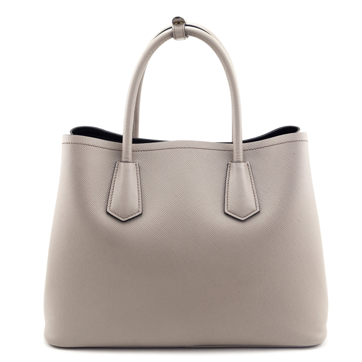 Prada Pomice Nero Saffiano Cuir Medium Double Bag - Love that Bag etc - Preowned Authentic Designer Handbags & Preloved Fashions