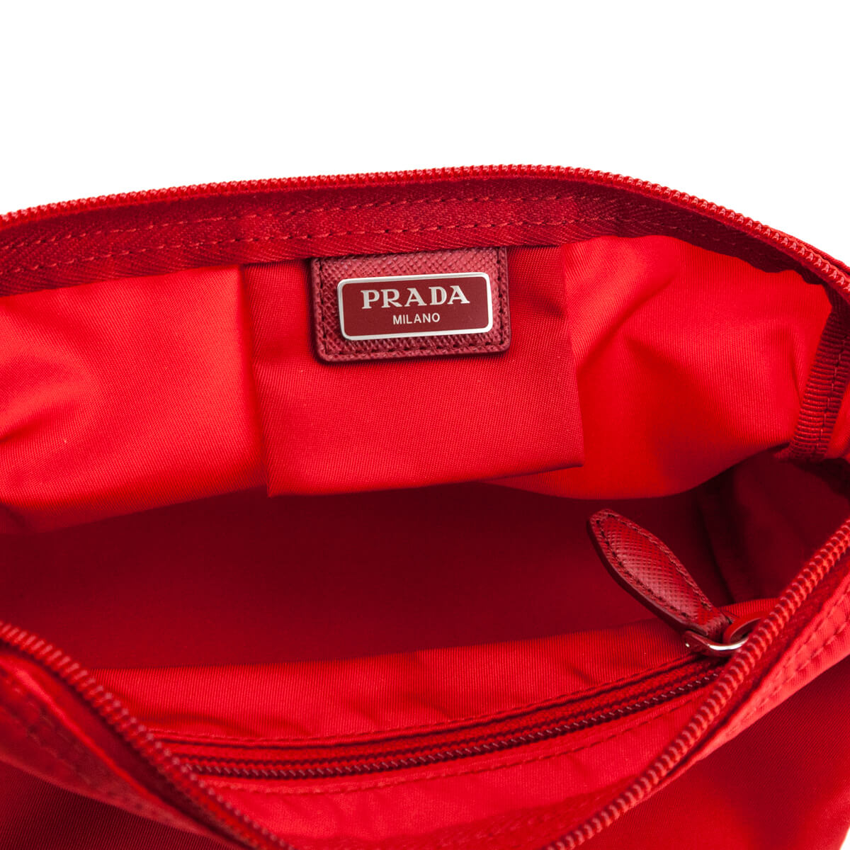 Prada Rosso Nylon Zip Pouch - Love that Bag etc - Preowned Authentic Designer Handbags & Preloved Fashions