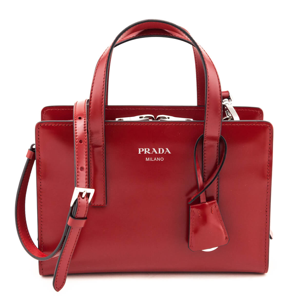Prada Scarlet Brushed Calfskin Mini Re-Edition 1995 Tote Bag