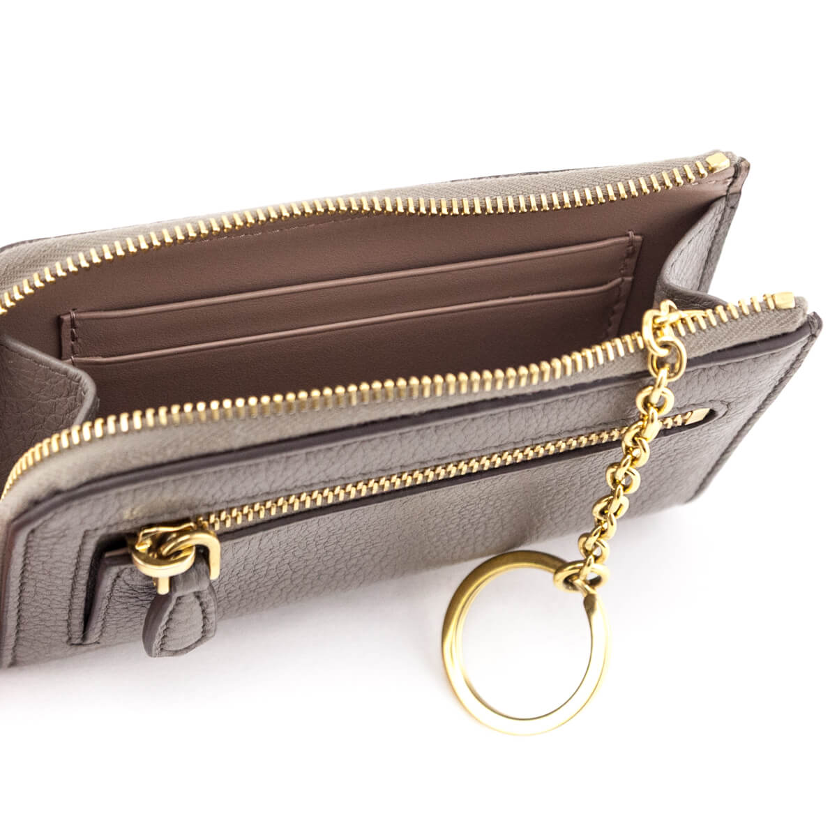 Prada Taupe Zip Around Keychain Wallet - Love that Bag etc - Preowned Authentic Designer Handbags & Preloved Fashions