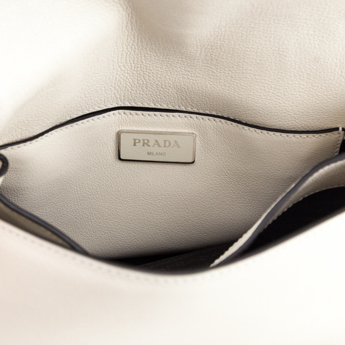 Prada White Glace Calf Logo Full Flap Crossbody Bag - Love that Bag etc - Preowned Authentic Designer Handbags & Preloved Fashions