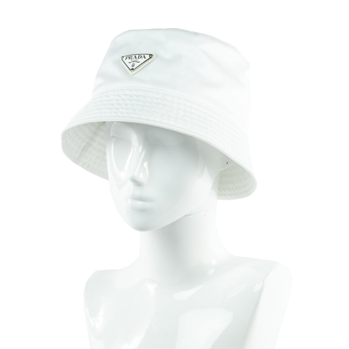 Prada White Re-Nylon Bucket Hat - Shop Preloved Prada Canada