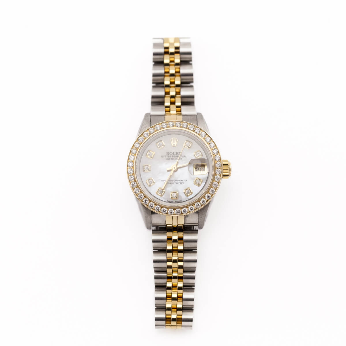 Rolex Gold & Stainless Mother of Pearl Diamond Bezel Datejust 26mm - Love that Bag etc - Preowned Authentic Designer Handbags & Preloved Fashions