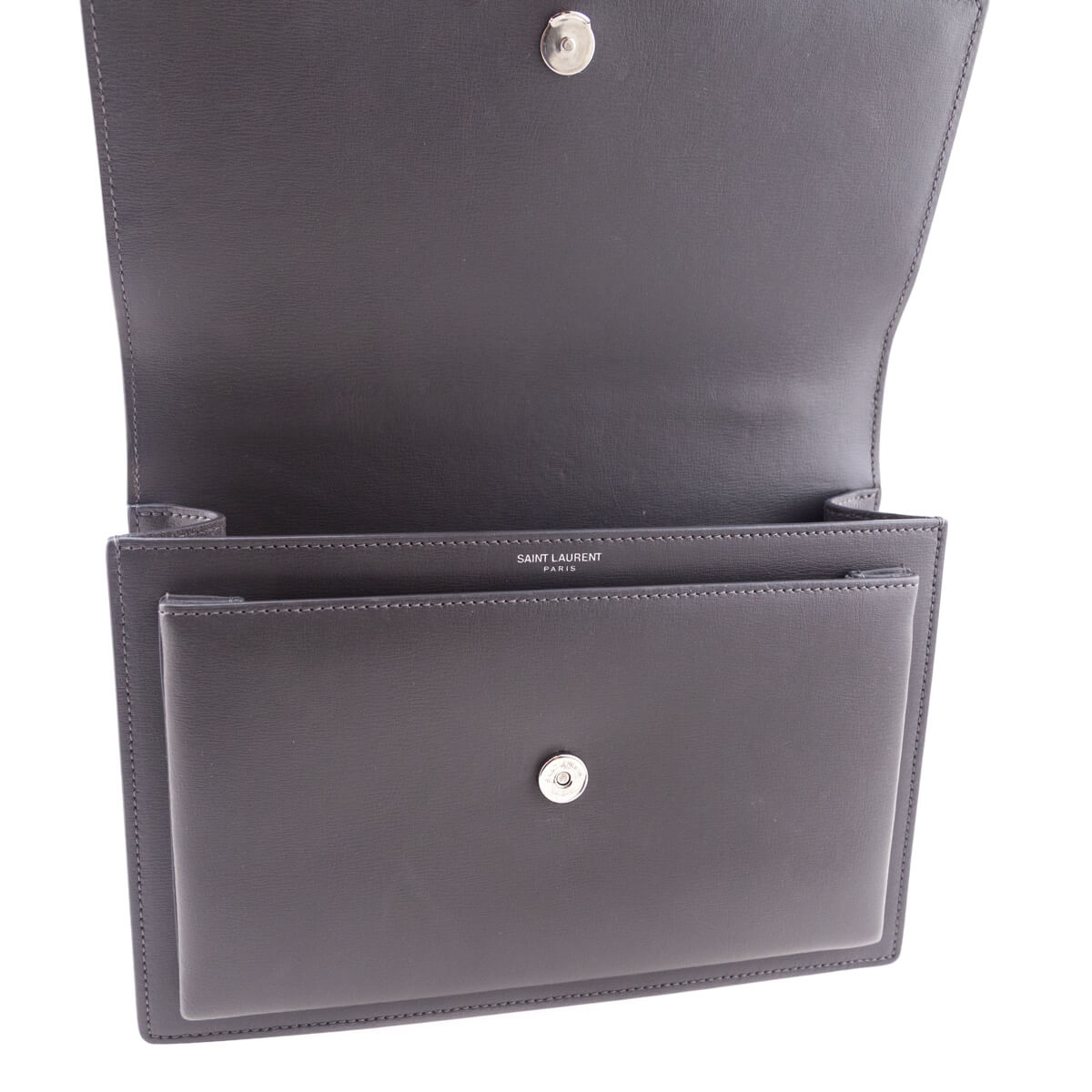 Saint Laurent Anthracite Smooth Calfskin Medium Monogram Sunset Satchel - Love that Bag etc - Preowned Authentic Designer Handbags & Preloved Fashions