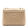 Saint Laurent Beige Calfskin Y Quilted Monogram Small Loulou Chain Satchel - Love that Bag etc - Preowned Authentic Designer Handbags & Preloved Fashions
