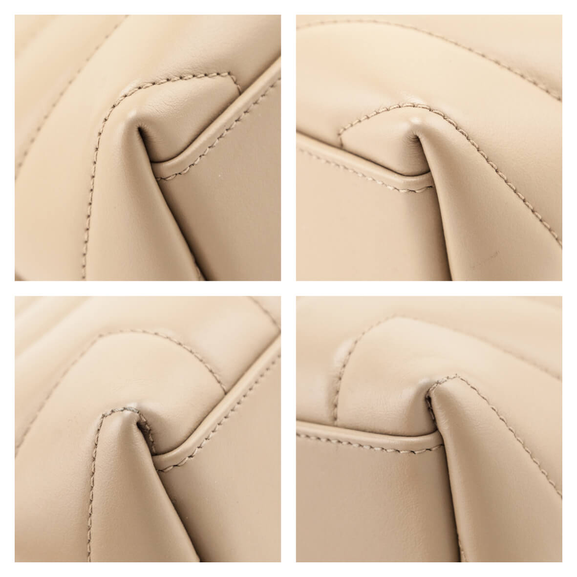 Saint Laurent Beige Calfskin Y Quilted Monogram Small Loulou Chain Satchel - Love that Bag etc - Preowned Authentic Designer Handbags & Preloved Fashions