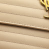 Saint Laurent Beige Grain De Poudre Matelasse Chevron Monogram Chain Wallet - Love that Bag etc - Preowned Authentic Designer Handbags & Preloved Fashions