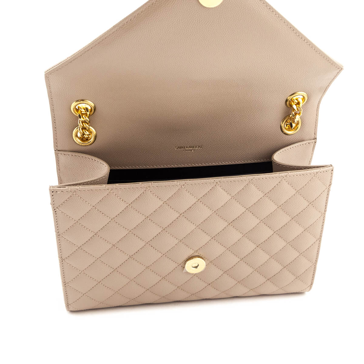 Saint Laurent Beige Grain De Poudre Mixed Matelasse Triquilt Medium Monogram Satchel - Love that Bag etc - Preowned Authentic Designer Handbags & Preloved Fashions