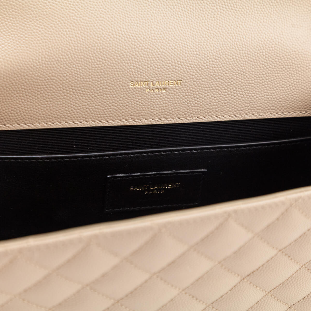 Saint Laurent Beige Grain De Poudre Mixed Matelasse Triquilt Medium Monogram Satchel - Love that Bag etc - Preowned Authentic Designer Handbags & Preloved Fashions